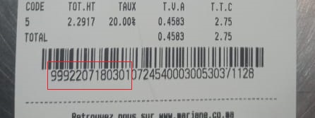 Code du ticket